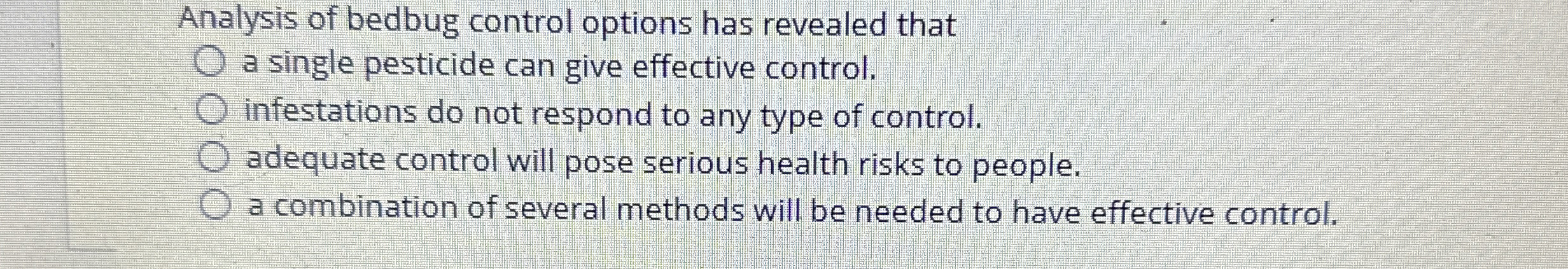 Analysis of bedbug control options has revealed