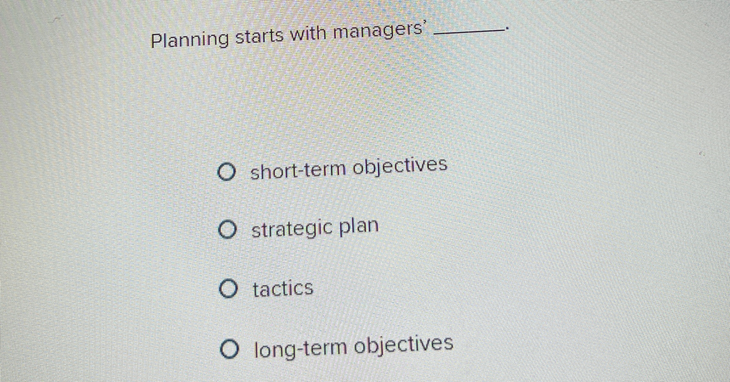 Planning starts with managers q , short - term