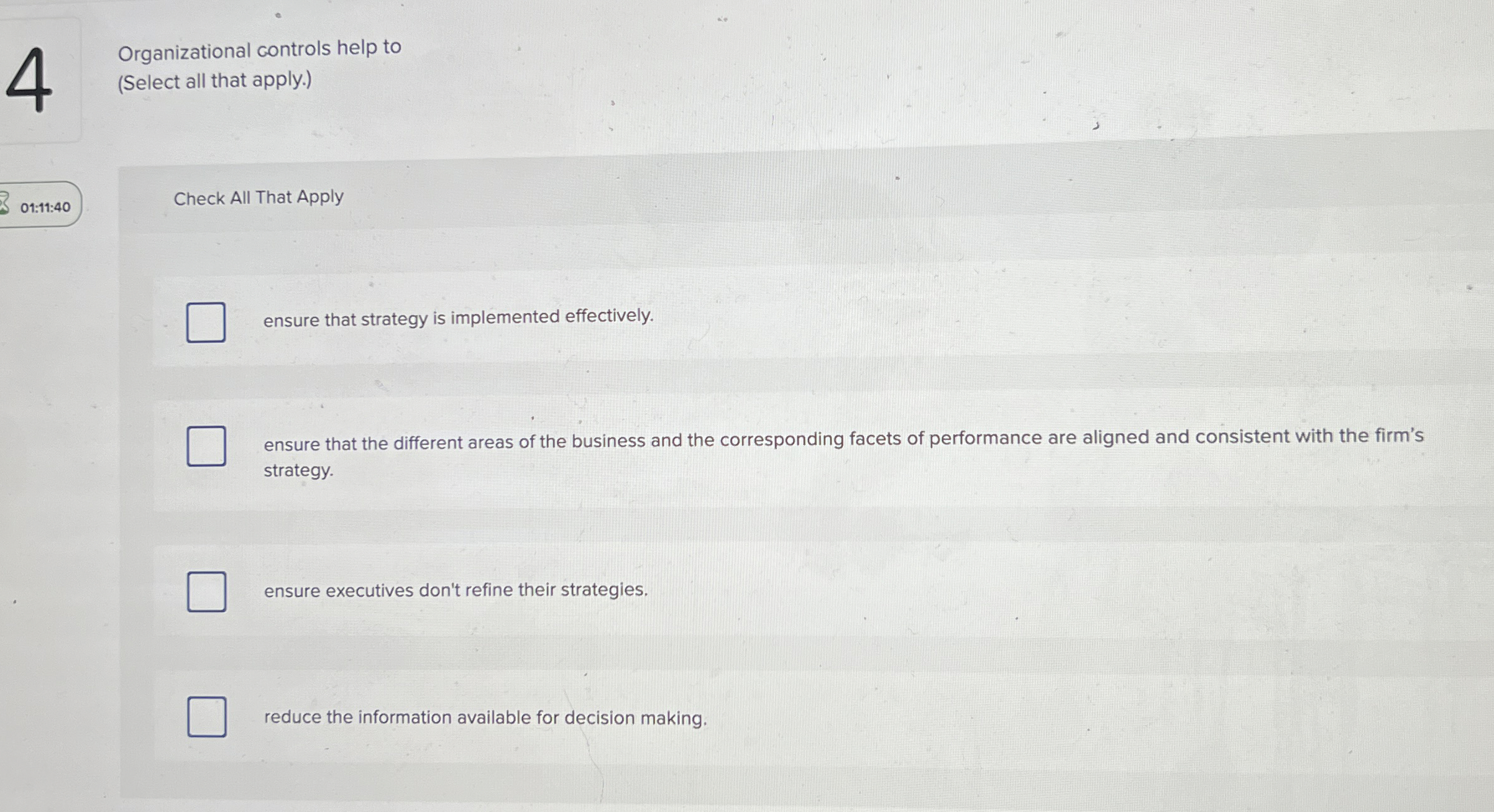 1 Organizational controls help to ( Select all
