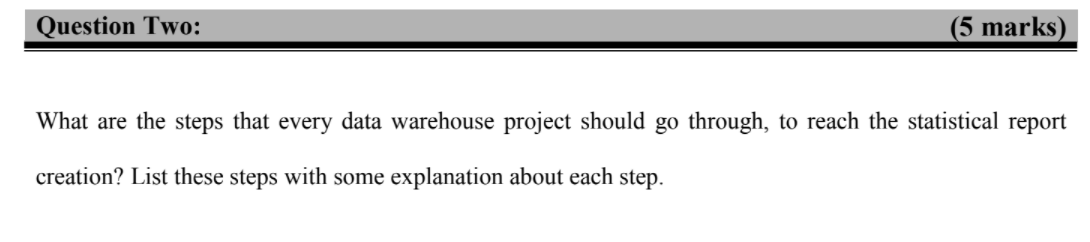 Question Two: (5 marks) What are the steps that
