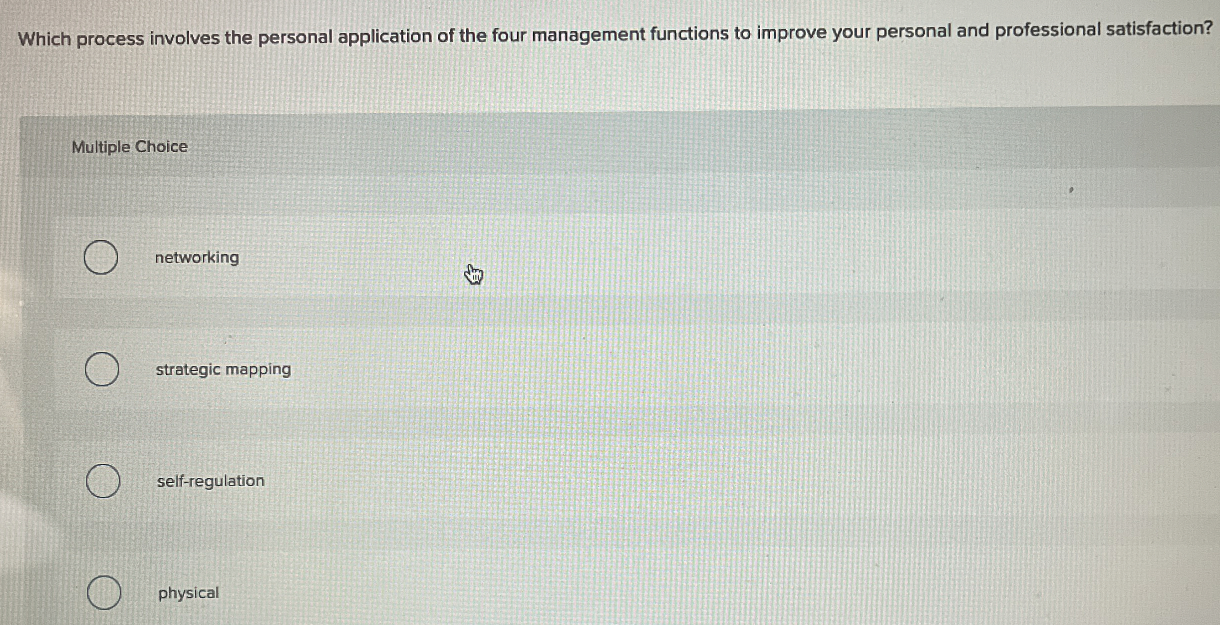 Which process involves the personal application