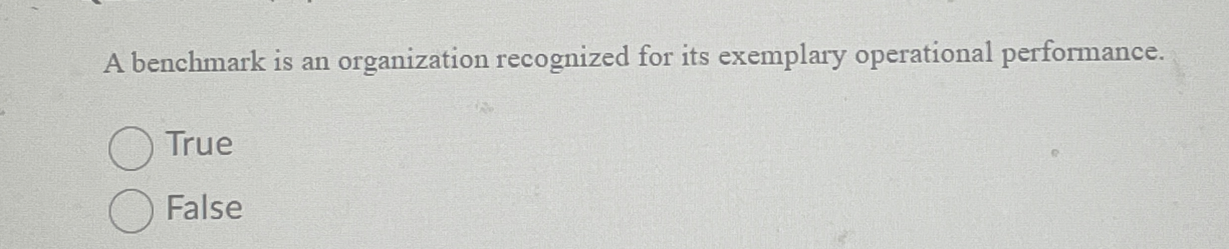 A benchmark is an organization recognized for its