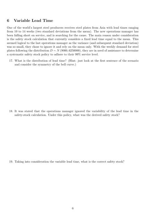 6 Variable Lead Time One of the world's largest