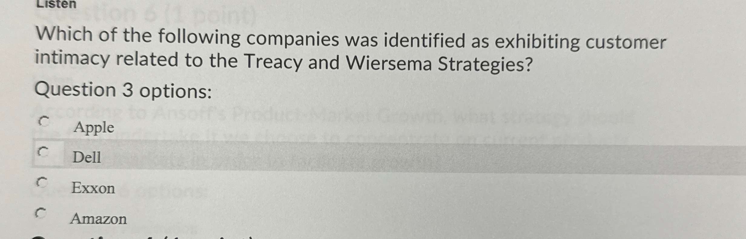 Listen Which of the following companies was