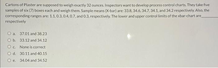 what is the answer ? Cartons of Plaster are
