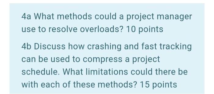 4a What methods could a project manager use to