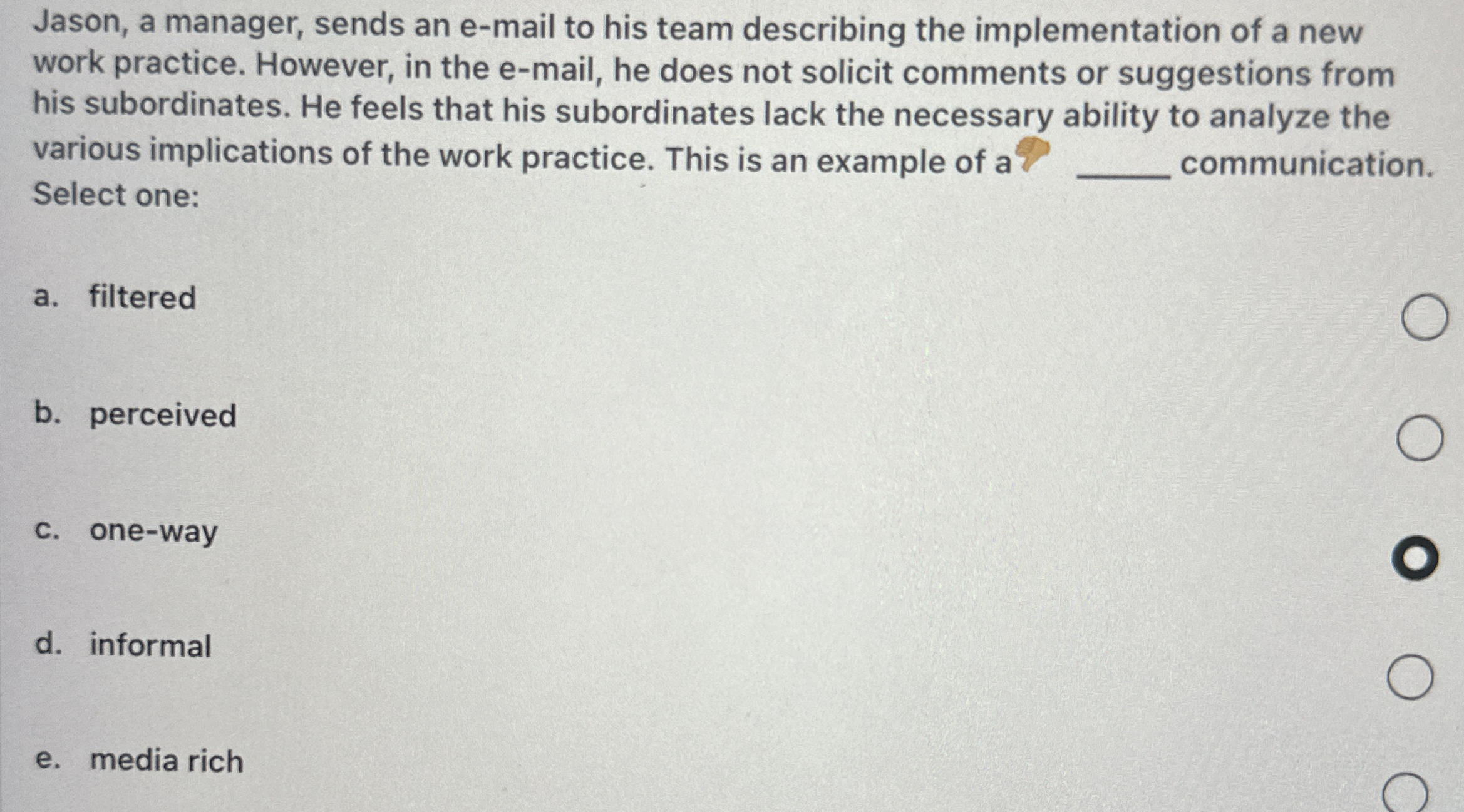 Jason, a manager, sends an e - mail to his team