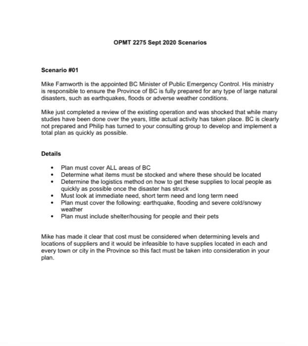 Can you please use the scenario to do this