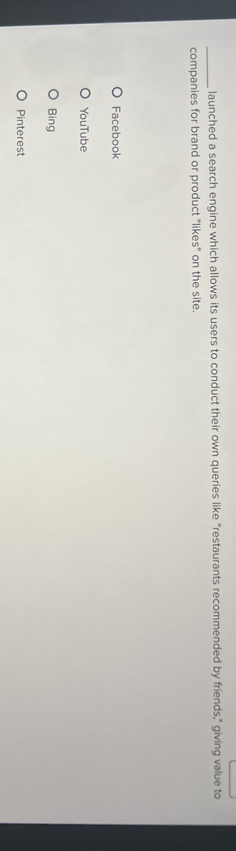 launched a search engine which allows its users