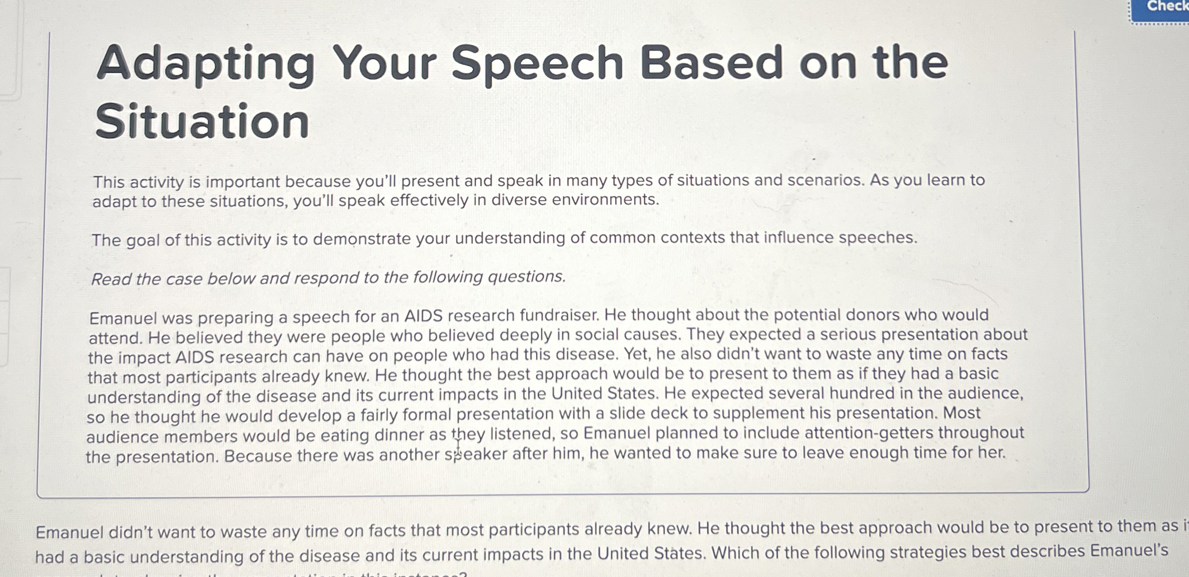 Adapting Your Speech Based on the Situation This