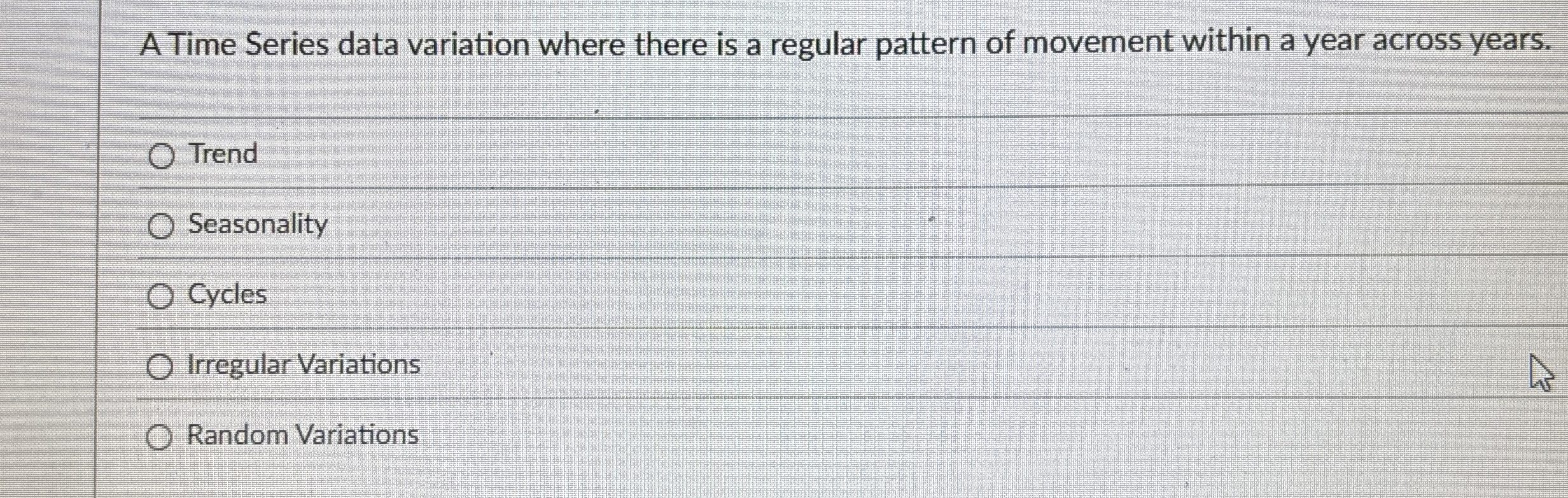 A Time Series data variation where there is a