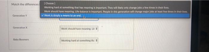 Match the differences Choose Working hard at