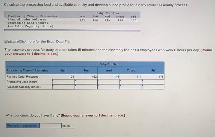 answer all cells Calculate the processing load