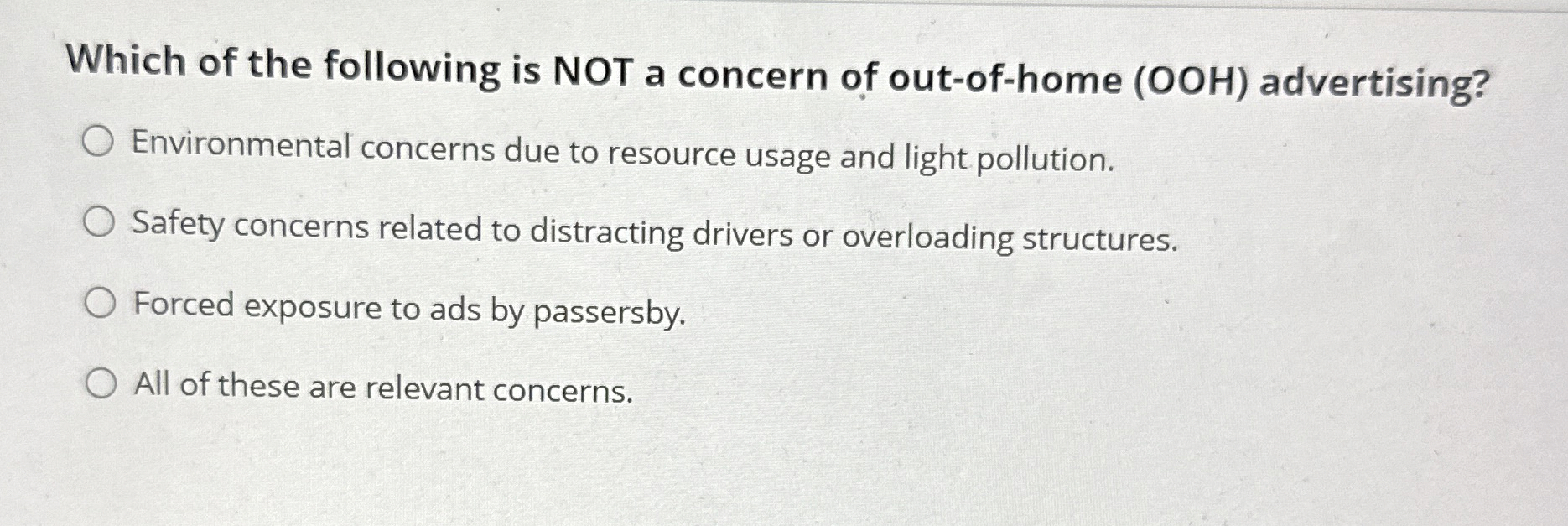 Which of the following is NOT a concern of out -