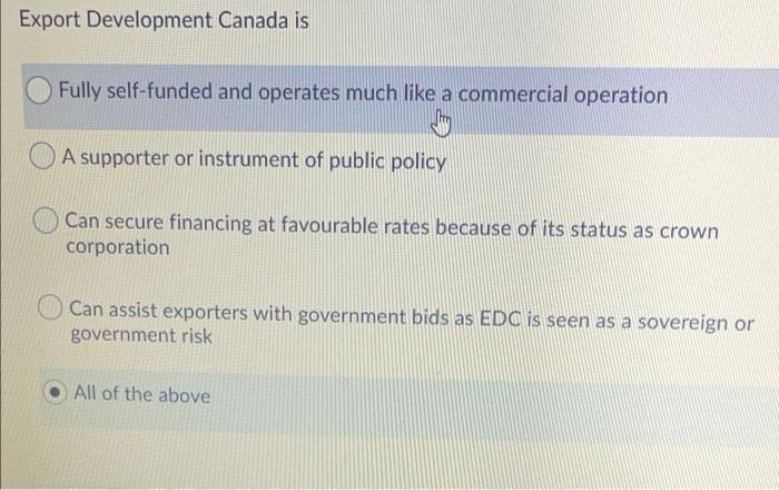 Export Development Canada is Fully self-funded