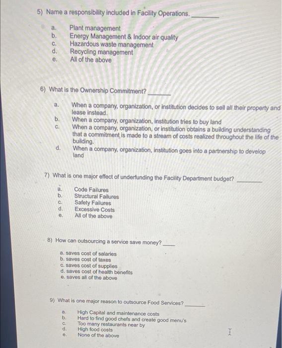 a. 5) Name a responsibility included in Facility