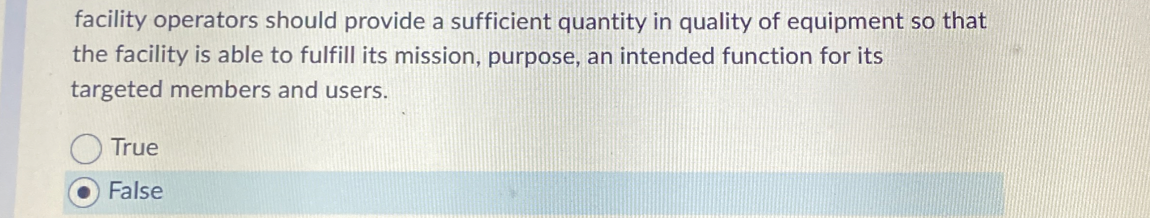 facility operators should provide a sufficient