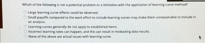 Which of the following is not a potential problem