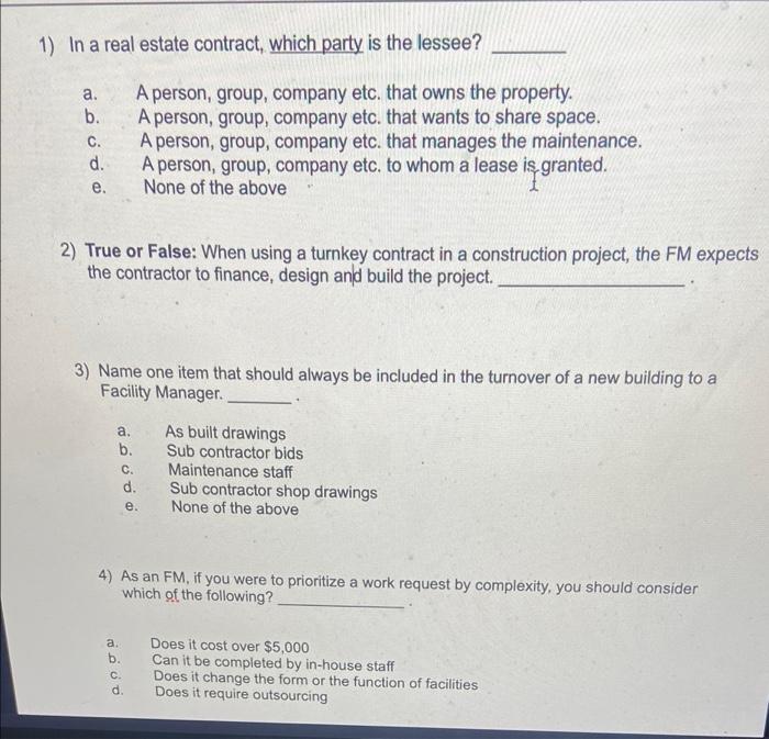 1) In a real estate contract, which party is the