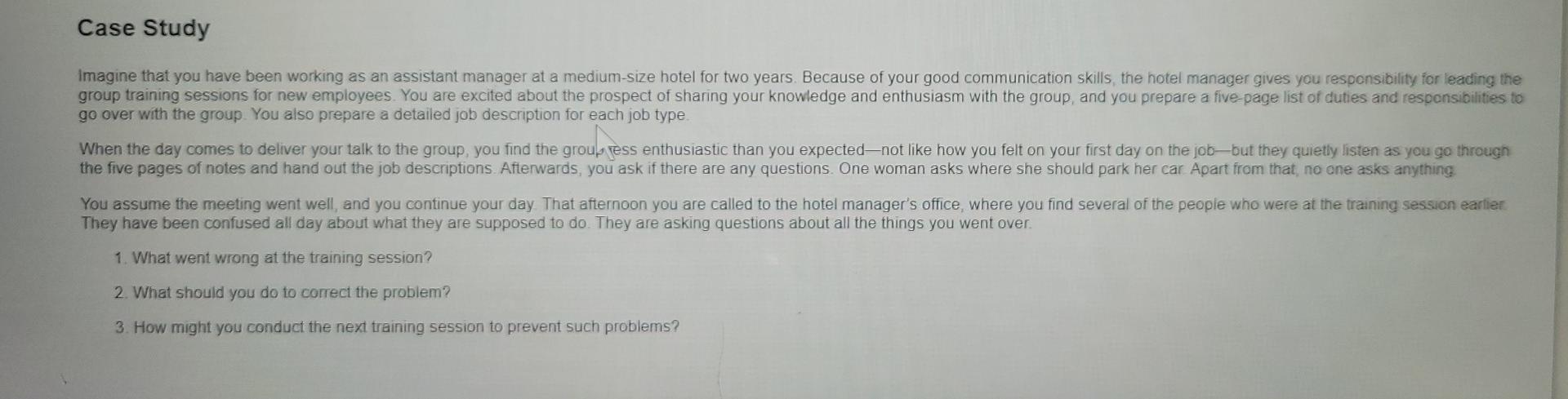 Case Study imagine that you have been working as