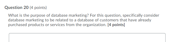 Question 20 (4 points) What is the purpose of