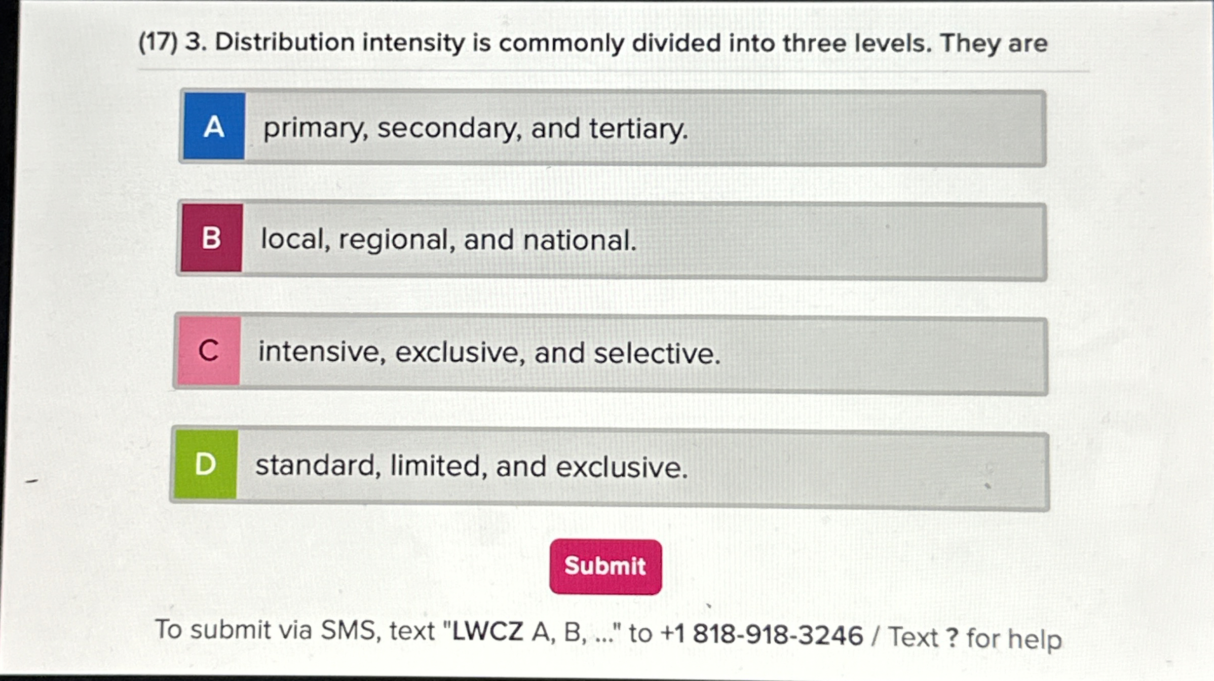 ( 1 7 ) 3 . Distribution intensity is commonly