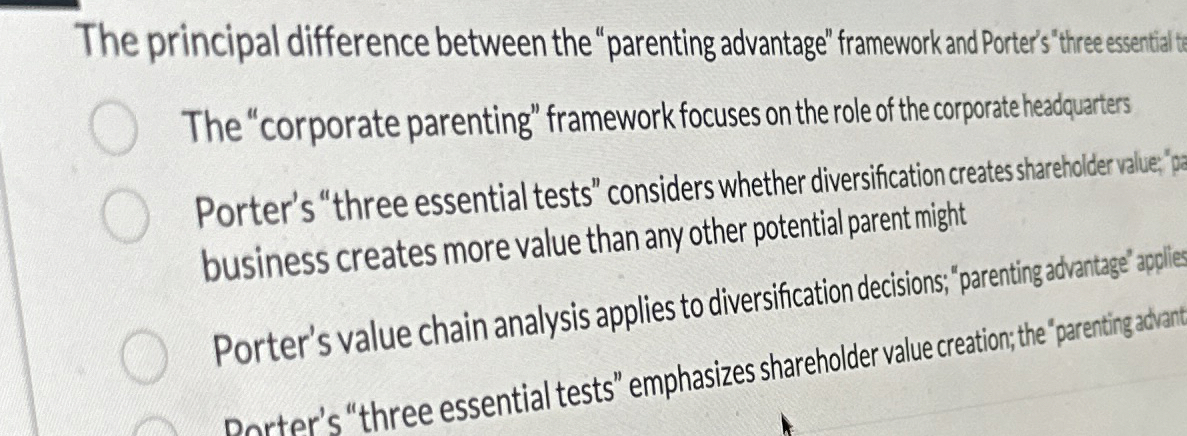 The principal difference between the "parenting