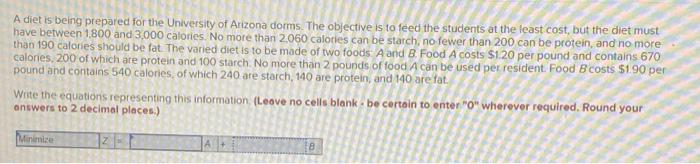 please post excel equations if used A diet is
