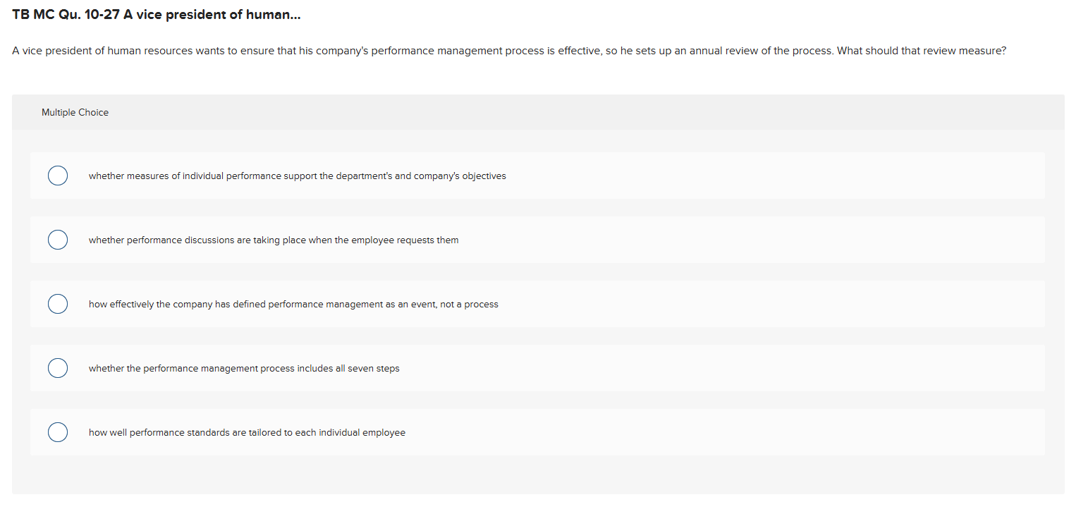 TB MC Qu . 1 0 - 2 7 A vice president of human...
