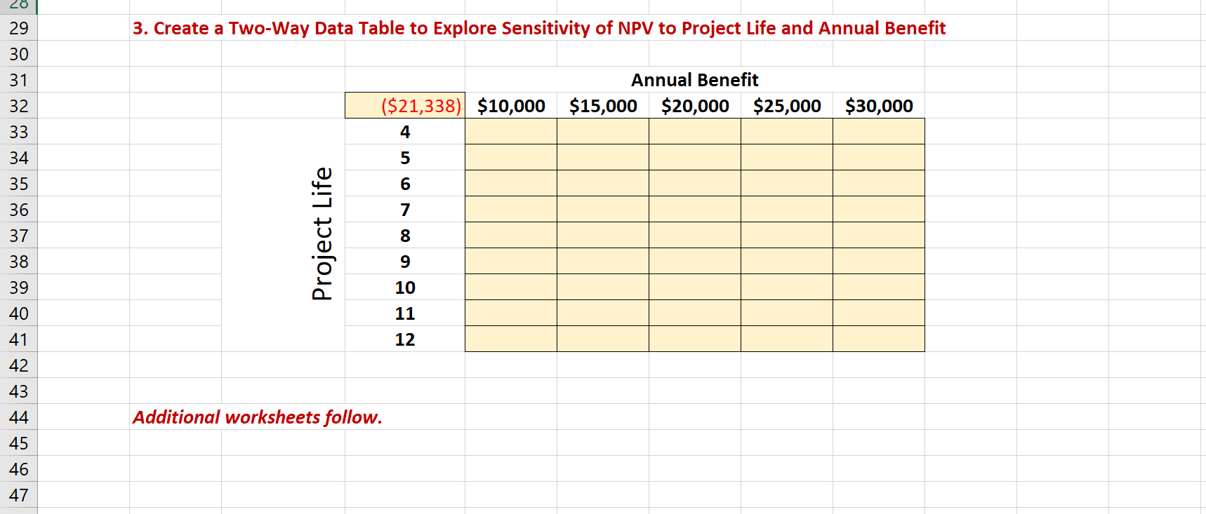 Please solve table and show all formulas. Please