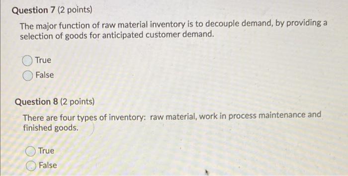Question 7 (2 points) The major function of raw