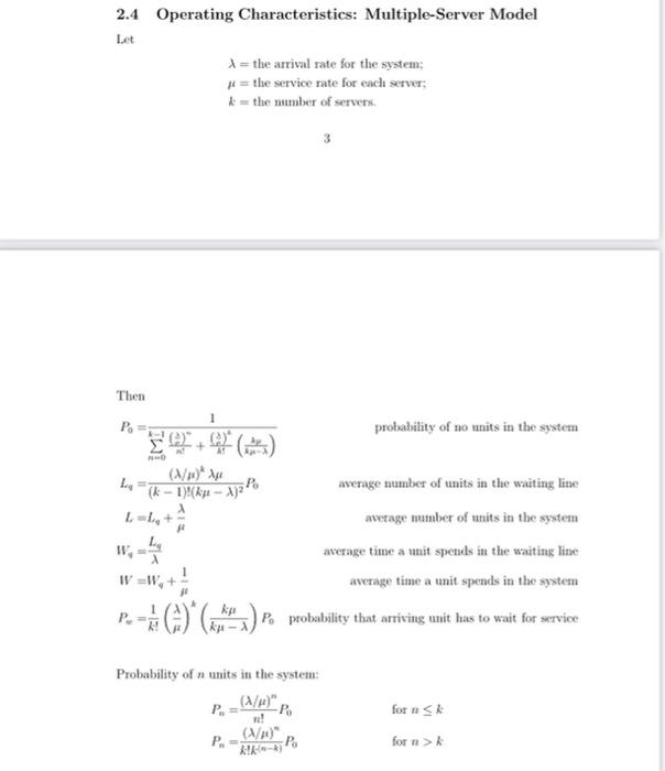 2.4 Operating Characteristics: Multiple-Server
