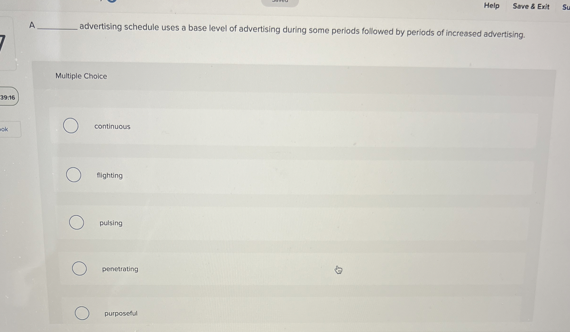 Help Save & Exit Su A advertising schedule uses a