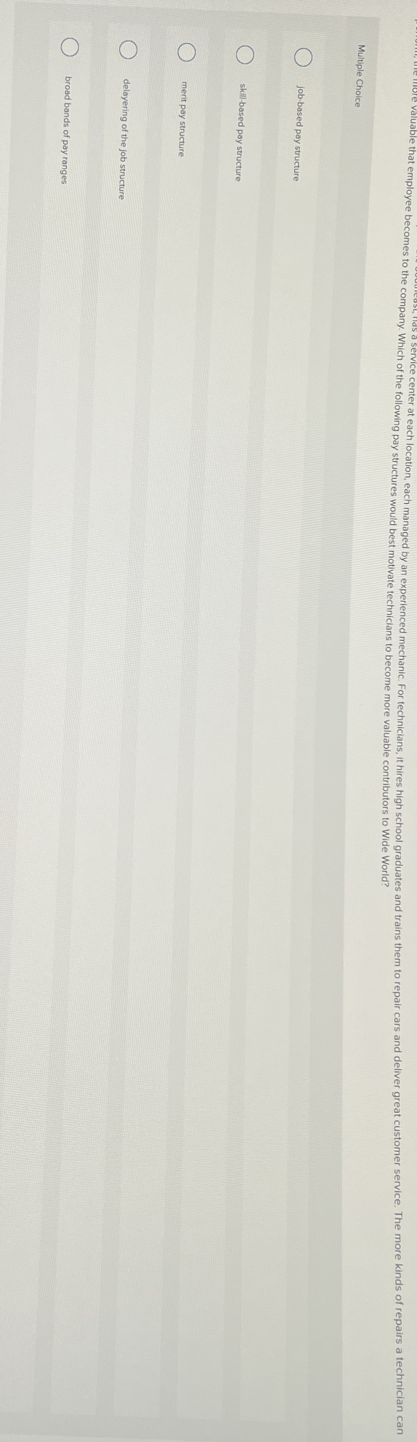 Multiple Choice job - based pay structure skill -