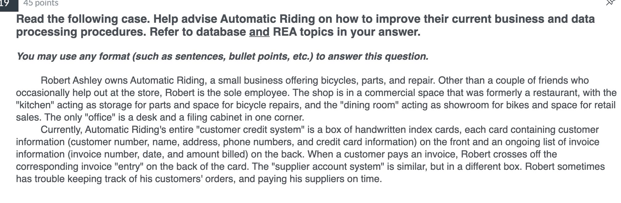 45 points V Read the following case. Help advise