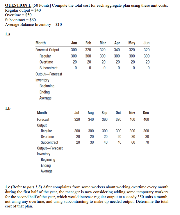 OUESTION 1 . [ 5 0 Points ] Compute the total
