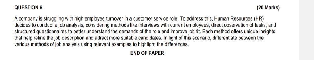 QUESTION 6 ( 2 0 Marks ) A company is struggling