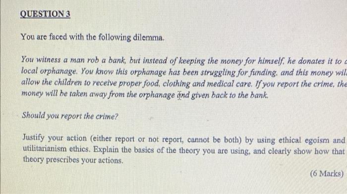 QUESTION 3 You are faced with the following