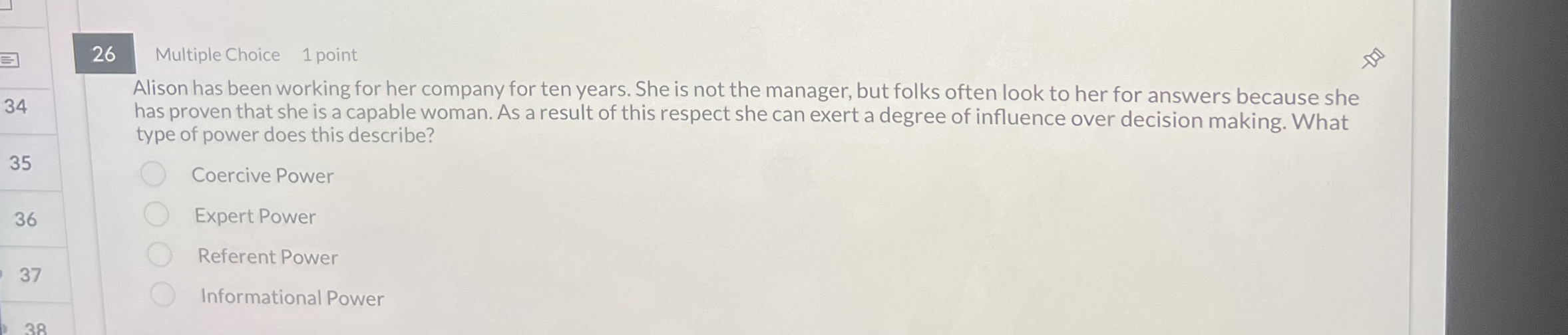 Multiple Choice 1 point Alison has been working