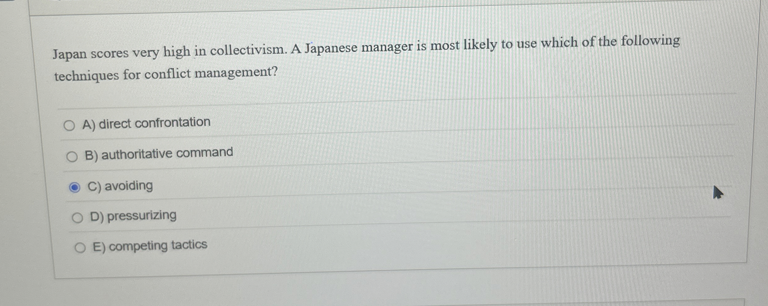 Japan scores very high in collectivism. A