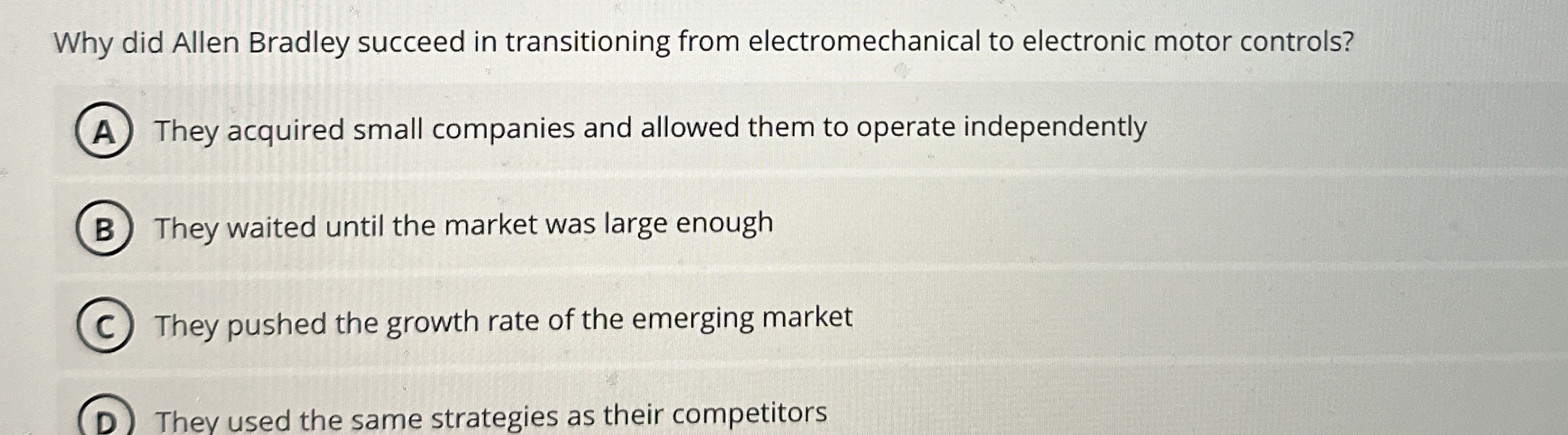 Why did Allen Bradley succeed in transitioning