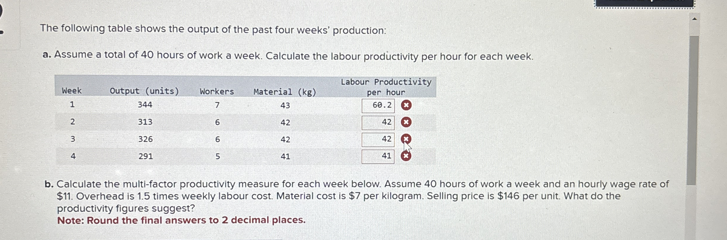 The following table shows the output of the past