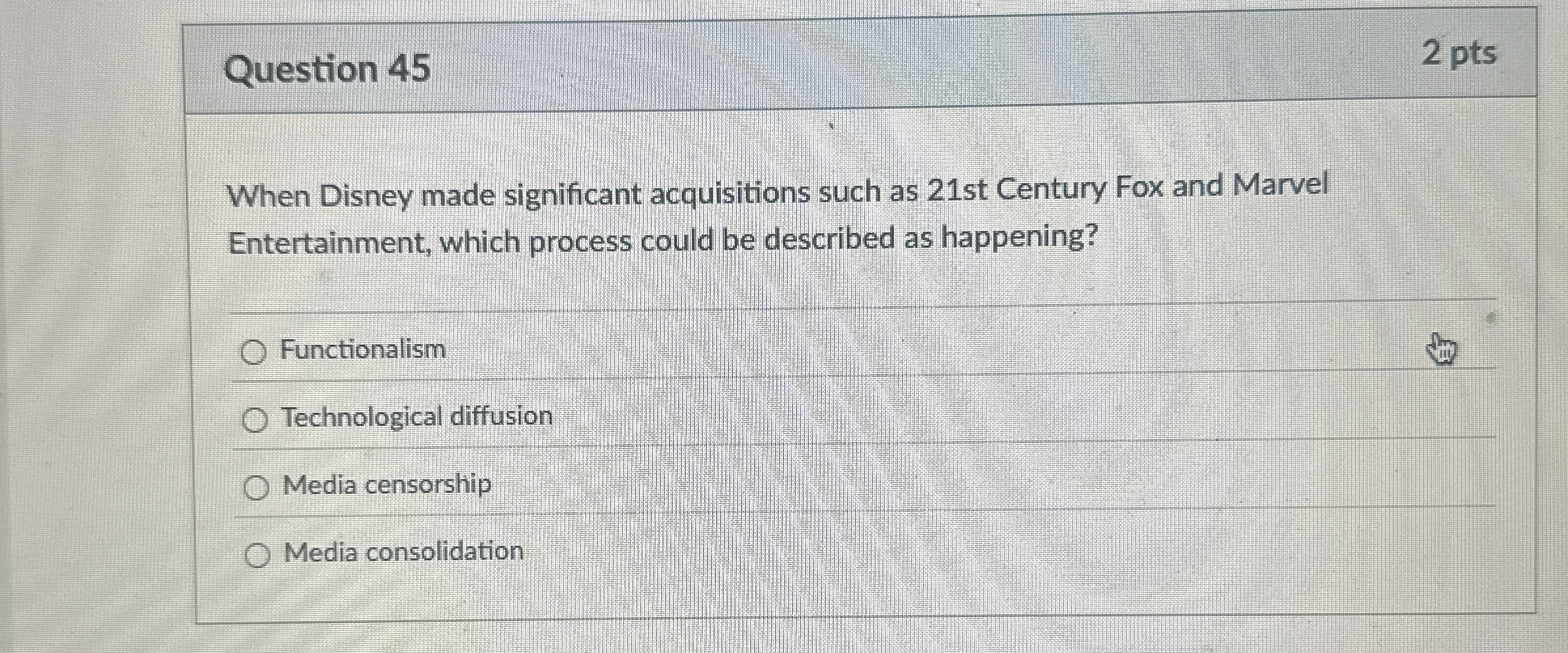 Question 4 5 2 pts When Disney made significant