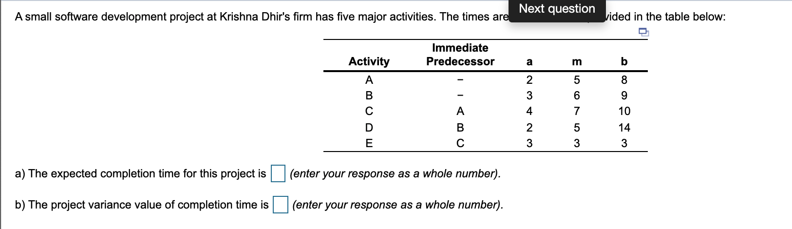 Next question A small software development