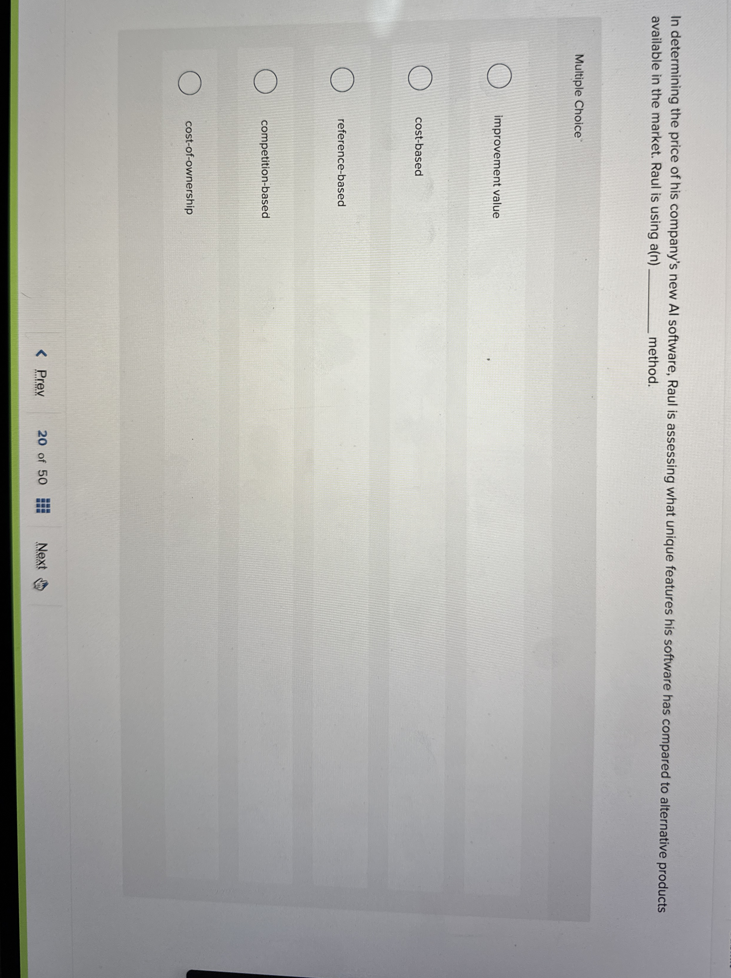 In determining the price of his company's new Al