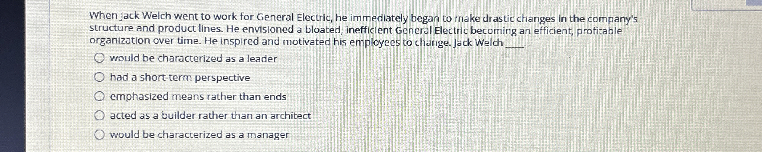 When Jack Welch went to work for General