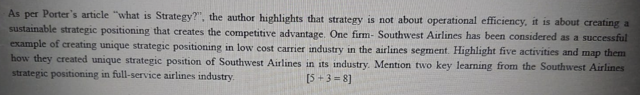 As per Porter's article 