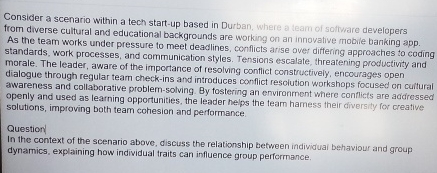 Consider a scenario within a tech start - up