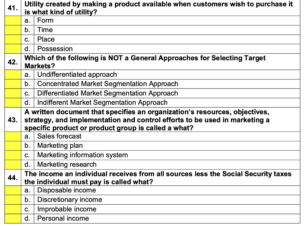 Please select the correct Business Studies
