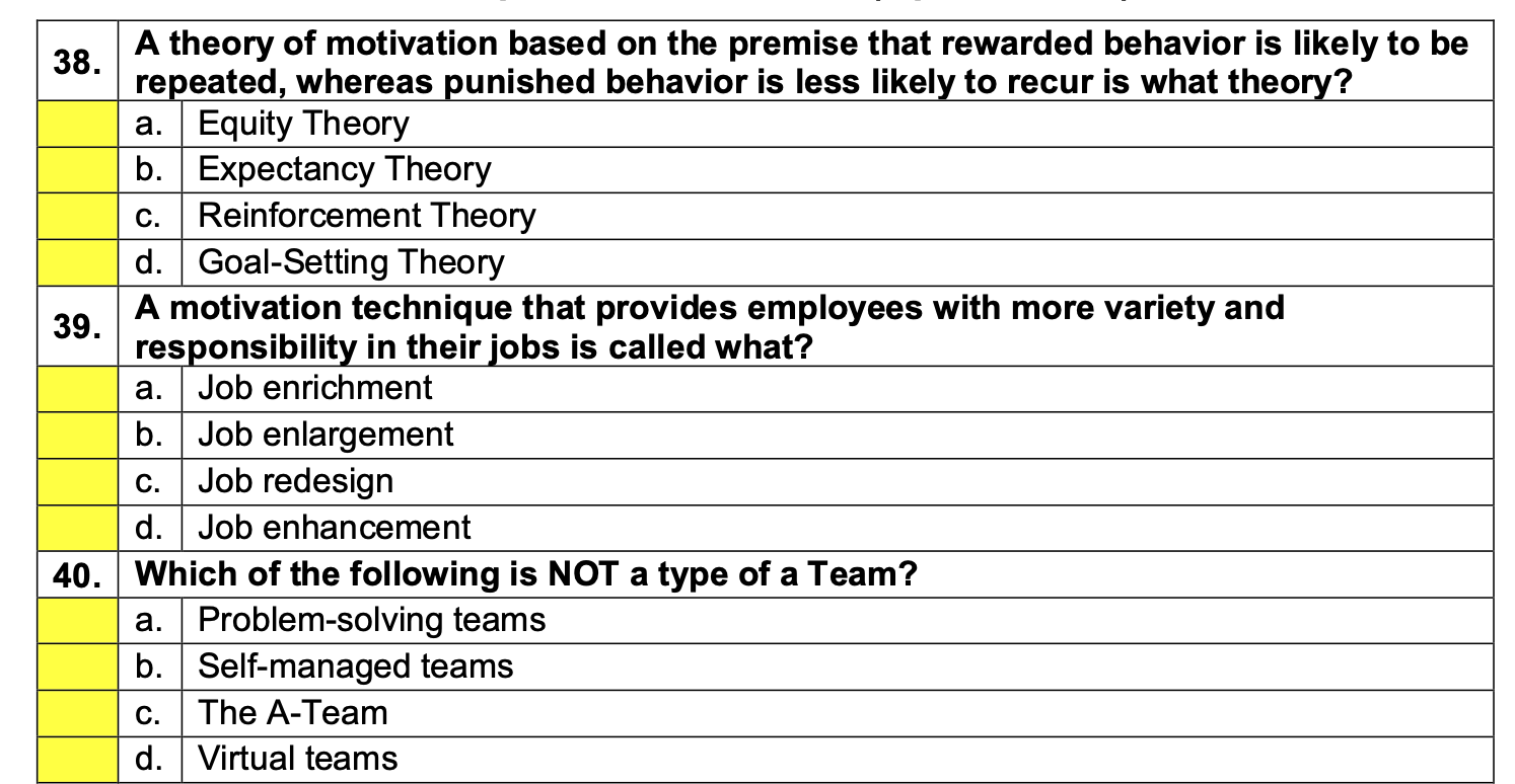 Please select the correct Business Studies